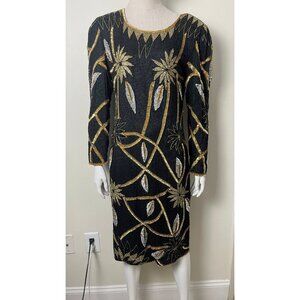 MANNEQUIN BEADED SEQUIN DISCO DRESS M